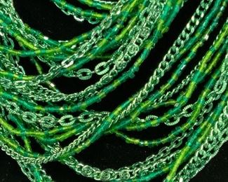 Multiple Green Strand Layered Necklace, Jewelry