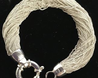 Sterling silver Multi Mesh Chain Bracelet, Italy