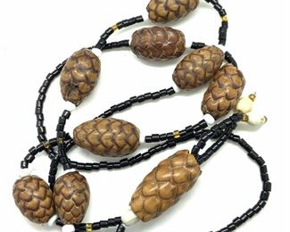 Artisanal Beaded Pinecone Necklace, Jewelry