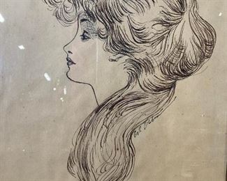 CHARLES DANA GIBSON Portrait of Woman Etching