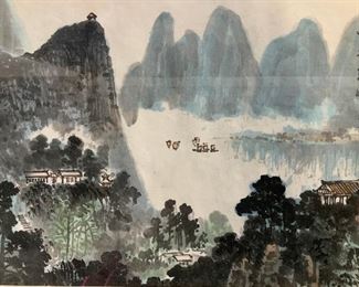 Signed Chinese Landscape Ink Painting, Artwork