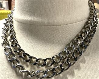 Chunky Curd link Silver Tn Hook Chain, Jewelry