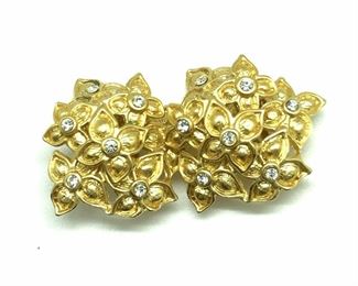 Floral Crystal Clip On Earrings, Jewelry