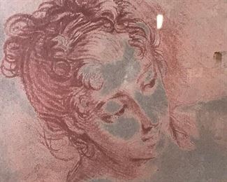 Lithograph of Conte Crayon Female Portraiture