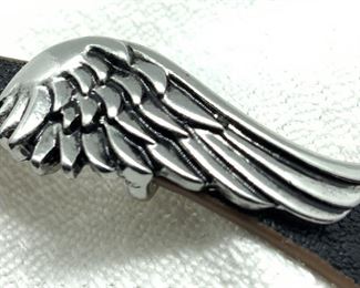 Leather Style Putti Wing Choker Necklace, Jewelry