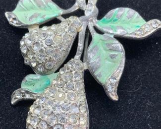 Painted Crystal Pear Brooch, Jewelry