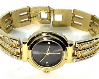 VENICE QUARTZ Gld Tn Bar Link Wristwatch, Jewelry