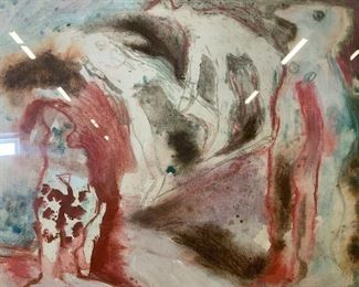 Signed LA GIMNASTA Gouache Painting 1984 Artwork