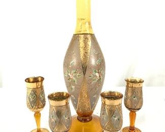 Set 5 Bohemian Glass Decanter Set