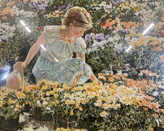 ROBERT SARSONNY Signed Flower Market Lithograph