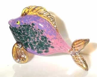 Signed Murano Style Art Glass Fish Figural
