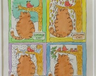 Jack Medoff Four Seasons Cat Drawing