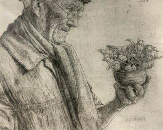 PAUL GEISSLER Signed The First Snowdrops Etching