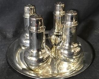 Lot 5 Salt & Pepper Shakers w Tray