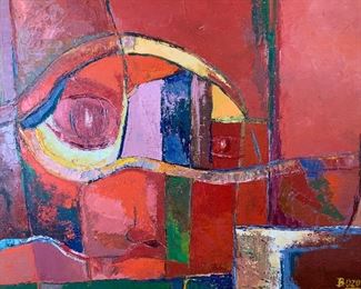 BOZORIO Signed Abstract Oil Painting 1986