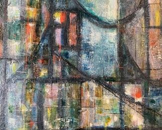 H DOLIN Signed Modernist Oil Painting, 1954