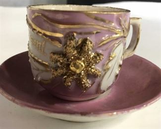 Antique German Porcelain Cup Saucer