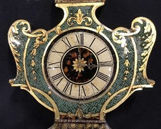 Rococo Hand Painted Glass Wall Clock