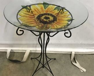 Outdoor Sunflower Art Glass Bird bath