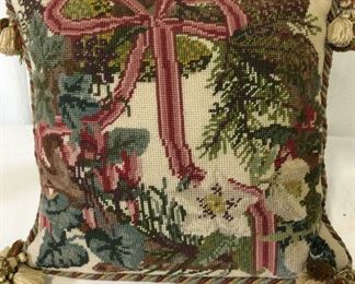 Bespoke Needlepoint Feather Toss Pillow