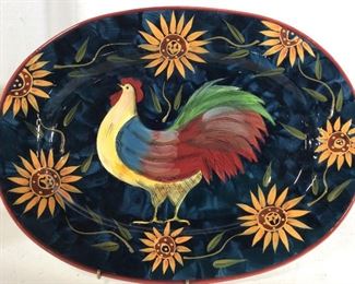 ROOSTER Themed Ceramic Platter, Susan Winget