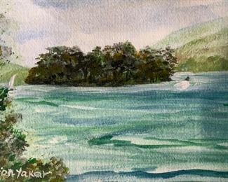 ZION YAKAR Signed Watercolor Painting, Seascape