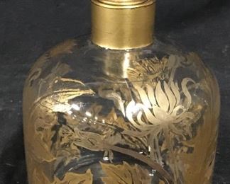 Gold Painted Glass Ink Bottle
