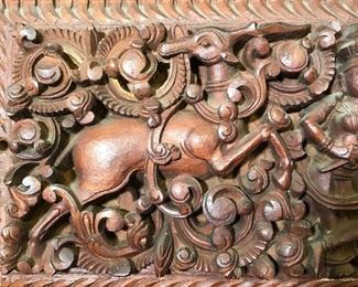 Carved Balinese Wood Panel Artwork