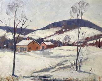 George G Johns Signed Oil Painting ‘A Cold Day’