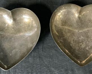 Pair WHITEHILL Heart Shaped Metal Bowls