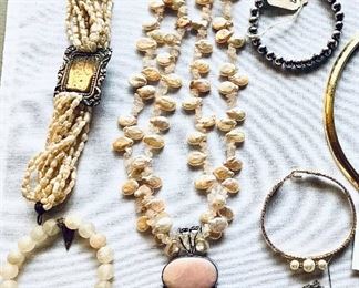 Cultured pearls, sterling silver, Ronaldo bracelet 