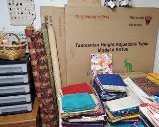 TASMANIAN SEWING TABLE (NEW UNOPENED SET IN 3 BOXES)  COSTS  $1599 NEW...MORE FABRICS