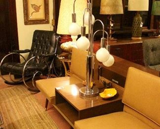Murphy Miller for Kroehler bench, Lee Woodard rocking chair & Clover waterfall lamp.