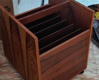 mid century walnut magazine rack