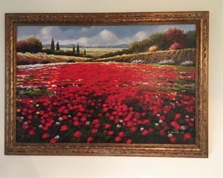 Poppy field, oil on canvas by T. Emile