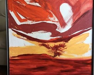 "Red, White, Yellow," oil on canvas, by David Walters (St. Louis artist). 37.25"x37.25"