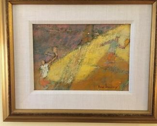 Tennis players oil on board by Fred Conway,  well-known St. Louis artist