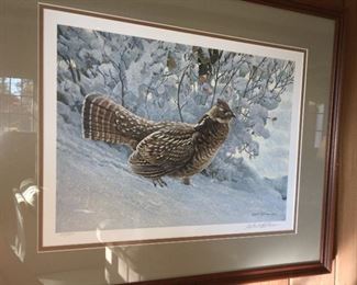 Bird in winter landscape, Ltd. Ed. print (330/950) with original signature by Robert Bateman (Canada, b. 1930) 