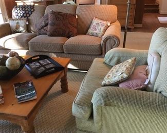 Comfortable La-Z-Boy sofa, 7'. Cozy club chair by Vanguard Furniture (Hickory, NC) - 2 available. 