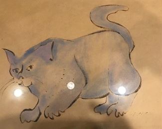 Annabelle Meacham vintage cat painting using watercolors and eye shadow pigments.
Appraisal is $1000