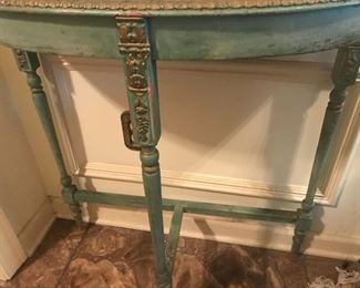 1970s hand painted console and mirror set