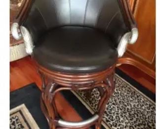 Pair of Samuels Barstools in leather and chrome