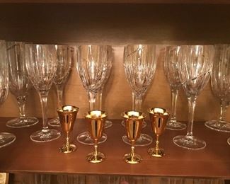 Large set of heavy cut crystal stemware