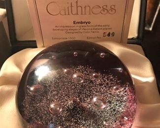 Large signed and number mouth blown “Embryo” glass orb...value is over $400