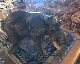 Large hand painted ceramic elephant from the 1970s