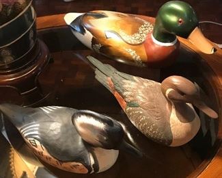 Wooden decoy ducks