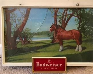 RARE VINTAGE BUDWEISER KING OF BEERS CLYDESDALE Light Up Electric Horse Sign ONE OF TWO
