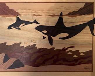 Wooden Killer Whale Art.