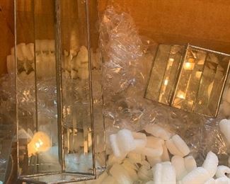 Leaded glass candle holders.