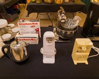 New KitchenAid accessories, an ADORABLE little percolator, Sunbeam Mixer, can openers, etc.